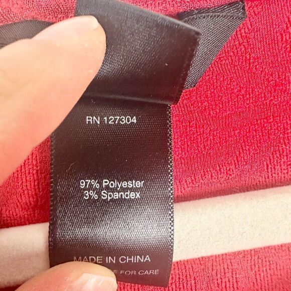 Ali Miles Textured Asymmetric Top Size Medium Pocket Lagenlook Artsy Red Stretch - Picture 5 of 5